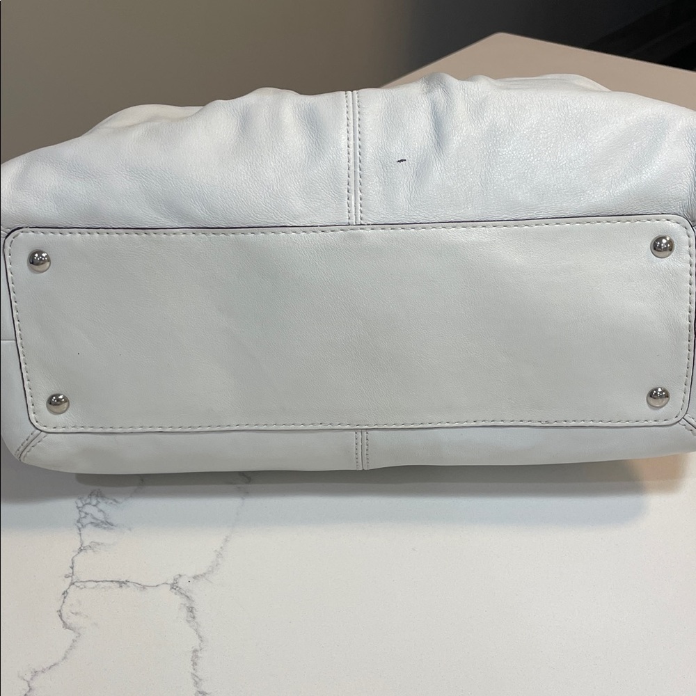 Coach Brown and White Leather Satchel - Picture 3 of 6